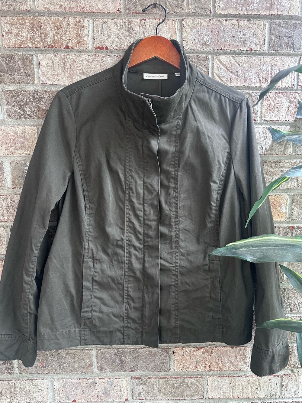 Coldwater Creek Olive Utility Zip-Front Jacket XL
